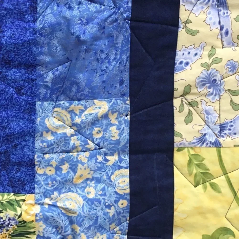 NWT Hand Crafted Blue & Yellow Quilt